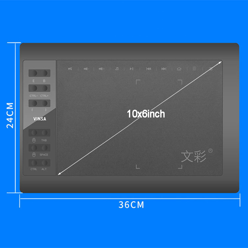 10 Inch tableta grafica graphic tablet drawing tablet 12 Express-Keys with 8192 Levels Battery-Free Stylus Holder