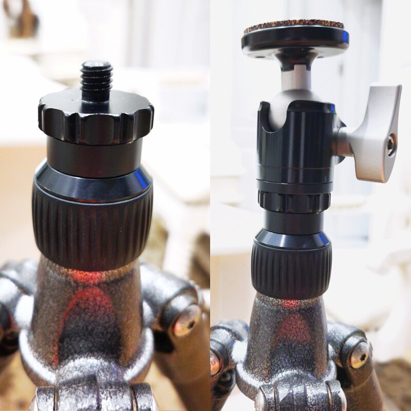 1/4 to 3/8 schroef snelspanadapter montage basis statief centrale as centrale buis lagerplaat en kogelkop verbinden monopod
