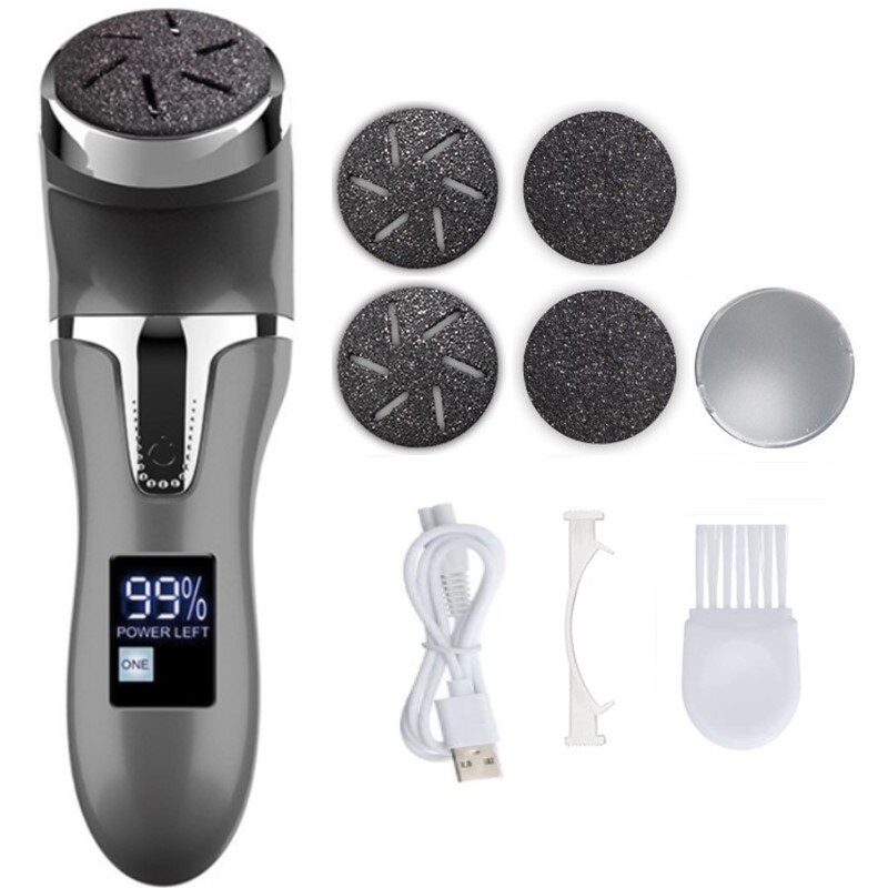 Oplaadbare Elektrische Voet Bestand Elektrische Pedicure Sander IPX7 Waterdichte 2 Snelheden Voet Eelt Remover Voeten Dode Huid Eelt: 5 head black