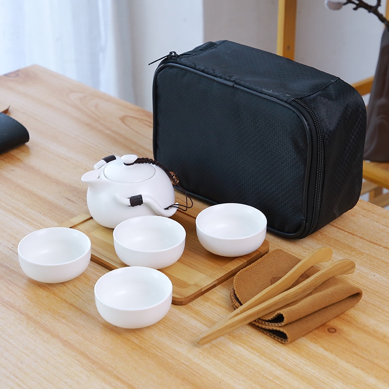 Ceramic teapot kettle gaiwan Chinese Travel Ceramic tea cup for puer chinese tea pot portable tea set drinkware