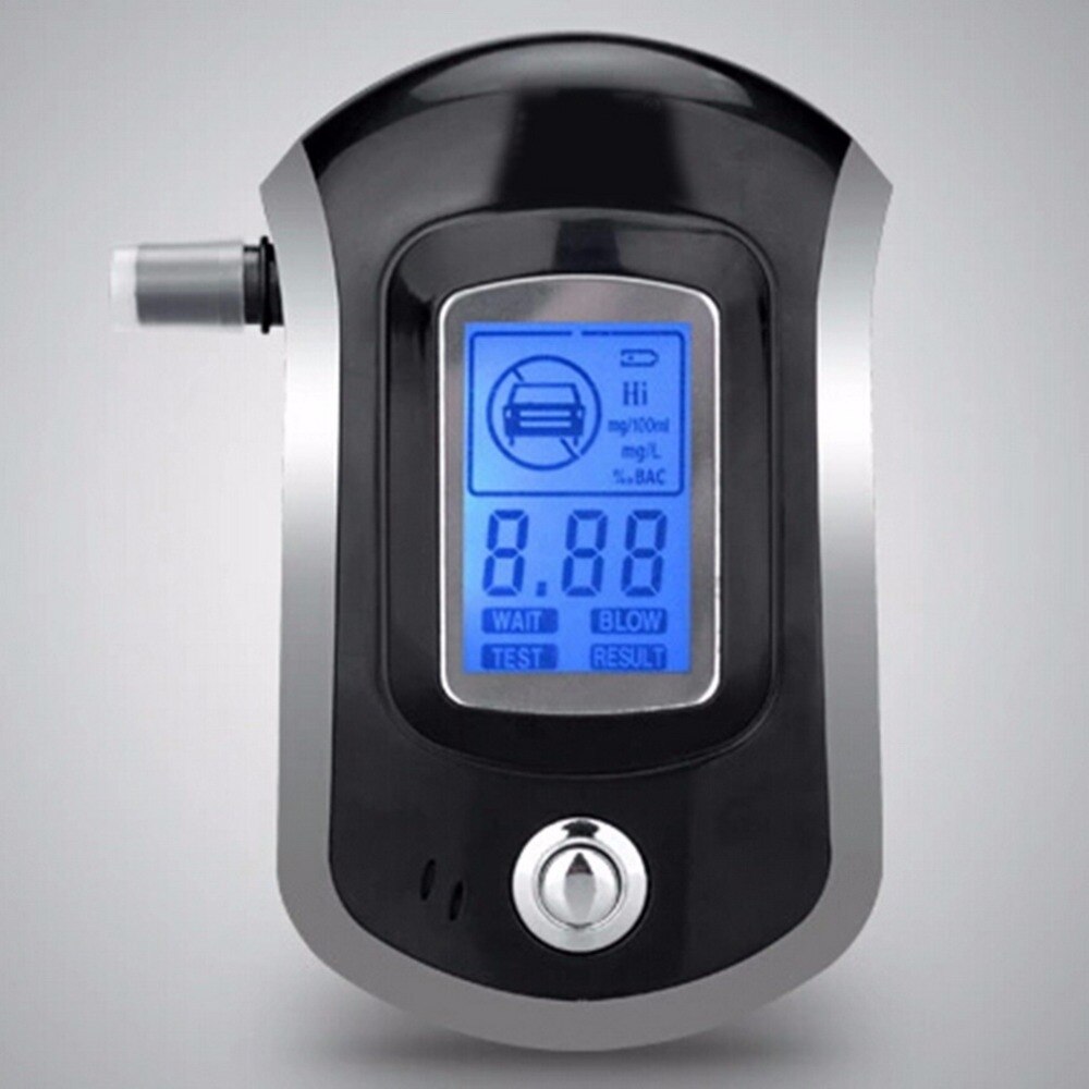 Digital ånde alkohol tester høj følsom alkohol åndedrætsværn politi alkoholanalysator: Med 5 stk mundstykke