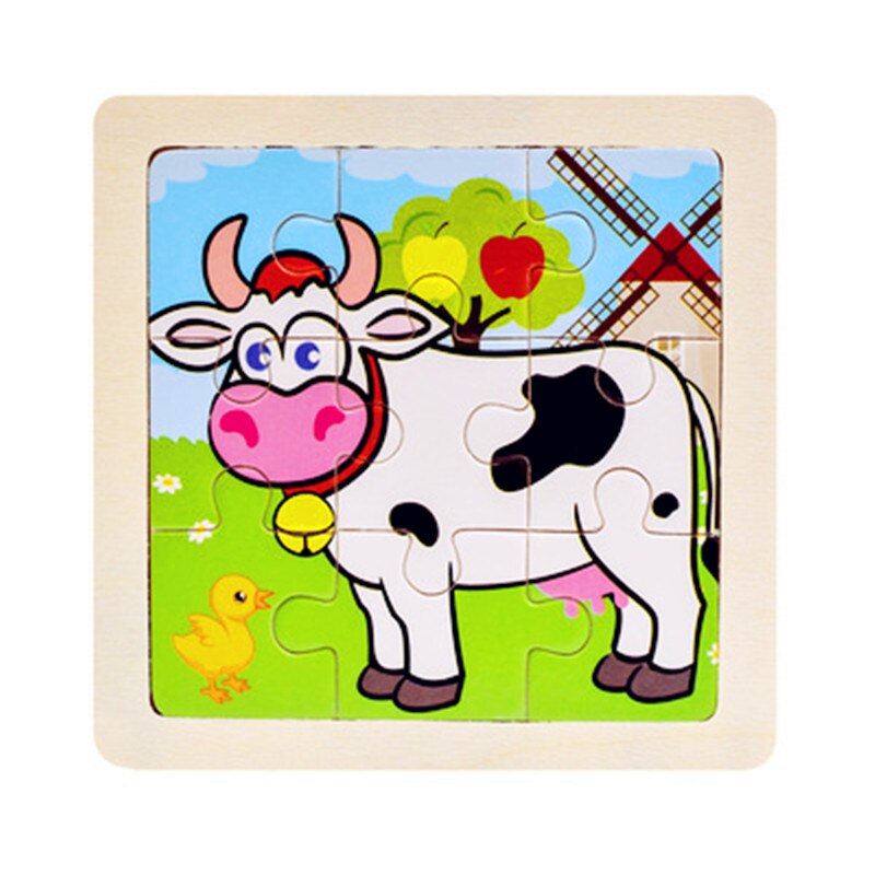 Mini Größe 11*11 CM Kinder Spielzeug Holz Puzzle 3D Baby Cartoon Tier/Verkehrs Holz Puzzles Jigsaw Bildungs spielzeug für Kinder: 09