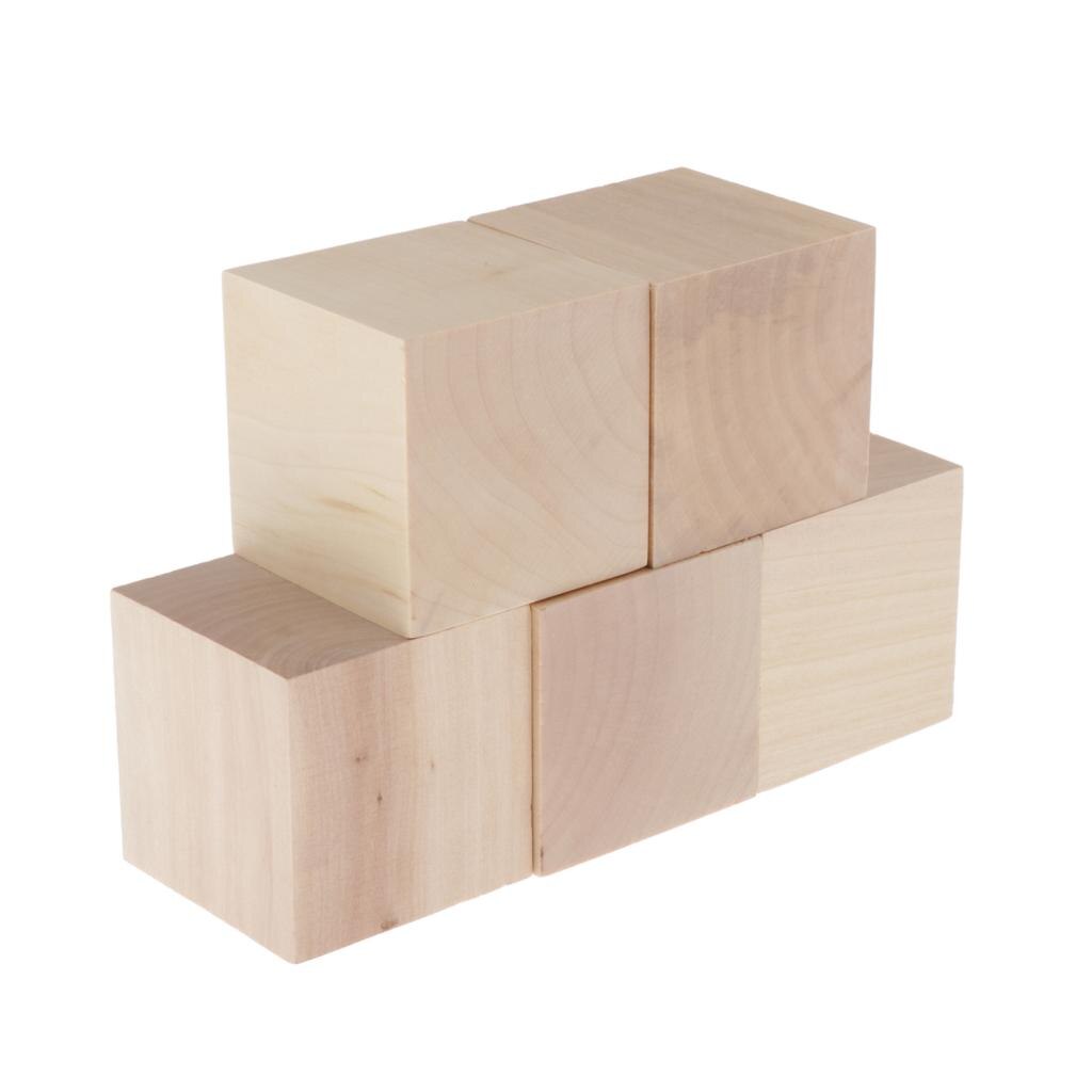 Cubos de madera sin terminar, 6cm, bloques de madera para Baby Shower, ayuda para enseñanza de matemáticas, bricolaje