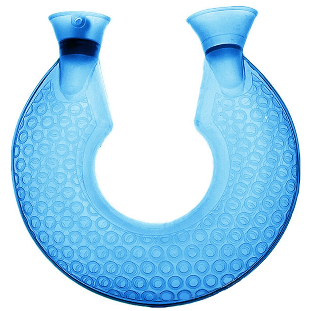 Office Transparent PVC Water Bottle Neck Warm Home Leak Proof Travel Non Slip Hand Warmer Outdoor Winter U Shape Pain Relief: Blue