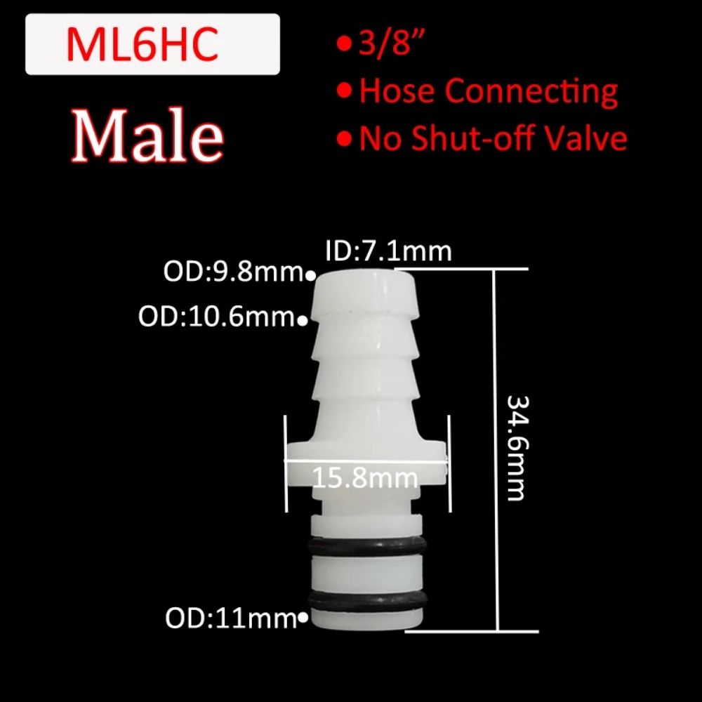 1Pcs Tube Connector Hose Joint Disconnect Fitting Coupling Male Female Quick Coupler 5/16 3/8 L-Series Hose Barb Valved: WHITE