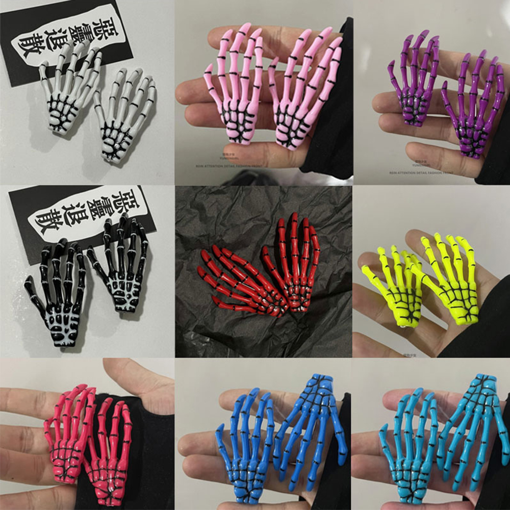 Fermaglio per capelli a mano con scheletro creativo per donna ragazza stile gotico forcina colorata trucco di Halloween copricapo per feste accessori per capelli
