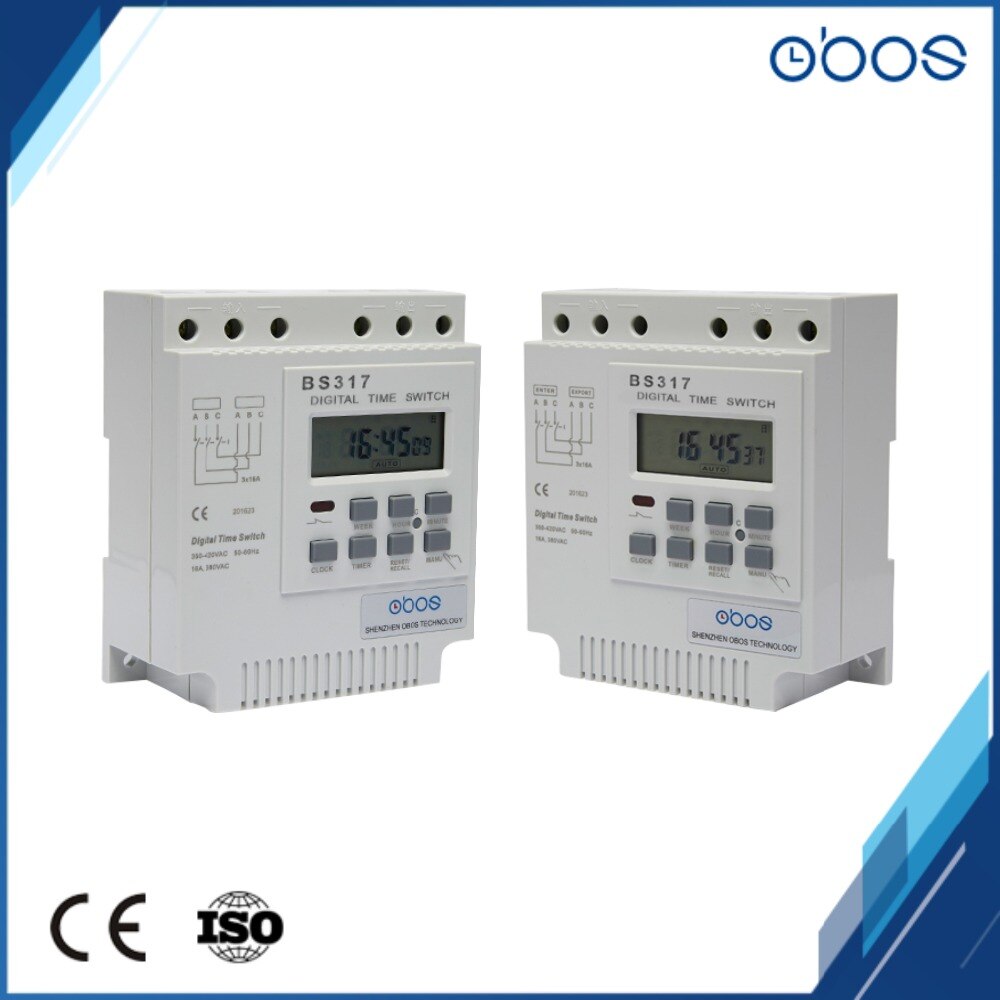 built-in battery 3 phase 380V 25A 50/60Hz programmable timer with 16 times on/off per day time settiing ragne 1min-168H
