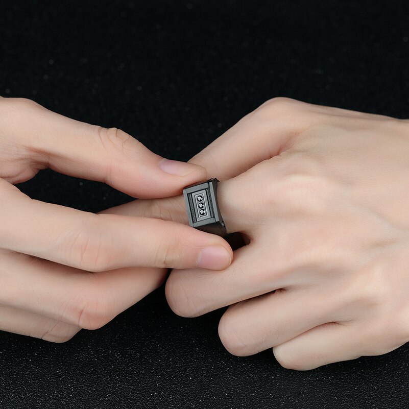 Ringer mann retro svart rustfritt stål herre finger ring mannlig vennskap smykker 11mm bred bryllup band