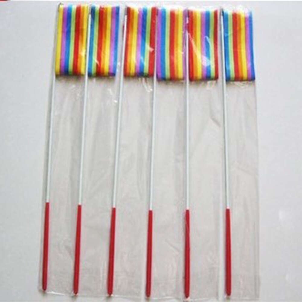 Farverigt polyester (bånd) + fiber (stick) kunstnerisk gymnastikbånd til sport og fitnessdans