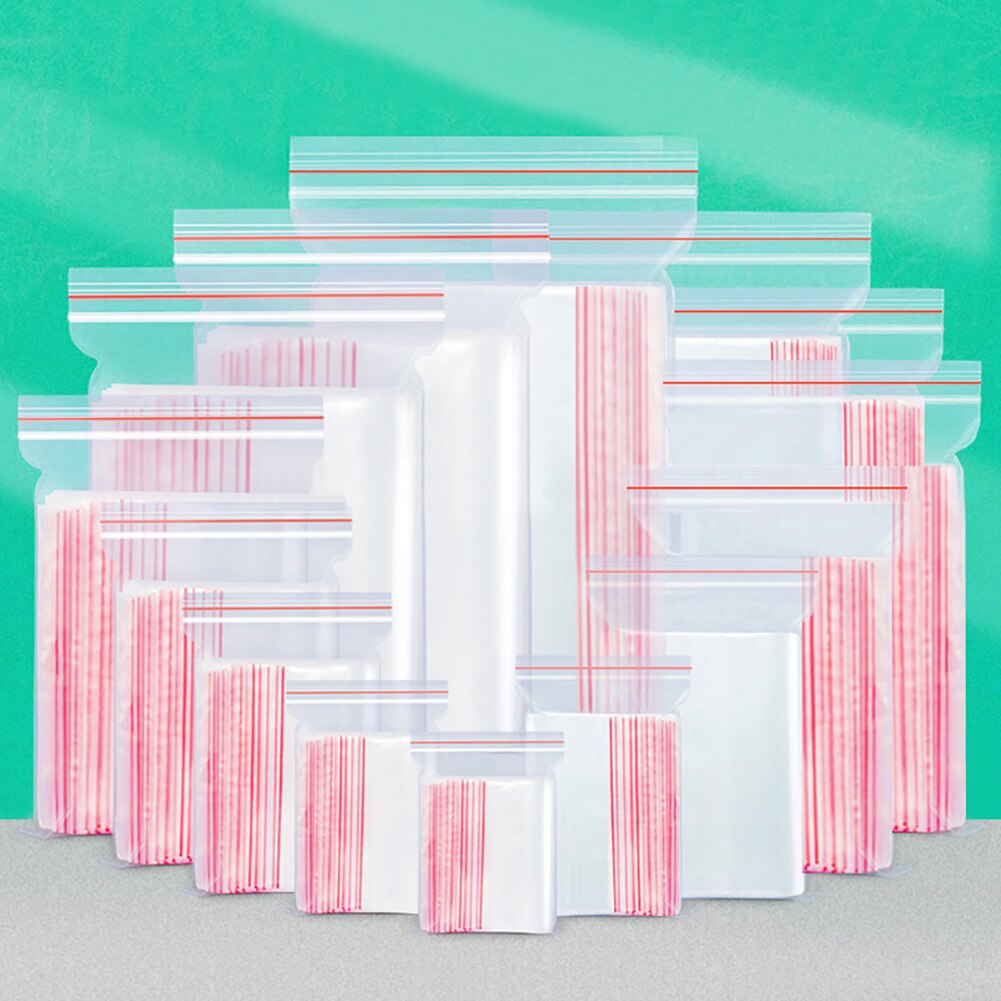 100Pcs/Lot Clear Stand Up Pouch Plastic Zip Lock Bags Zipper Transparent Nut Fruit Snack Self Seal Food Storage Package Poly Bag