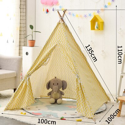 1.35M Portable Cotton Home Tipi Folding Indoor Baby Tent Toy Teepee Original Triangle Indian Kids Wigwam For Children Games: 13