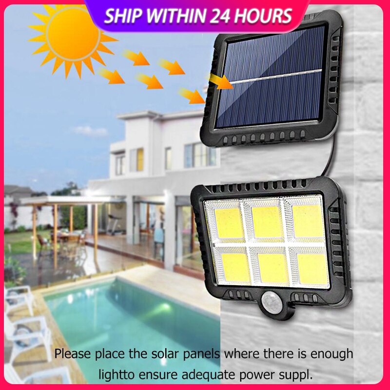120LED COB Solar Light Motion Sensor Outdoor Waterproof Garden Solar Lights For Path Led Street Split Outdoor Solar Wall Lamp