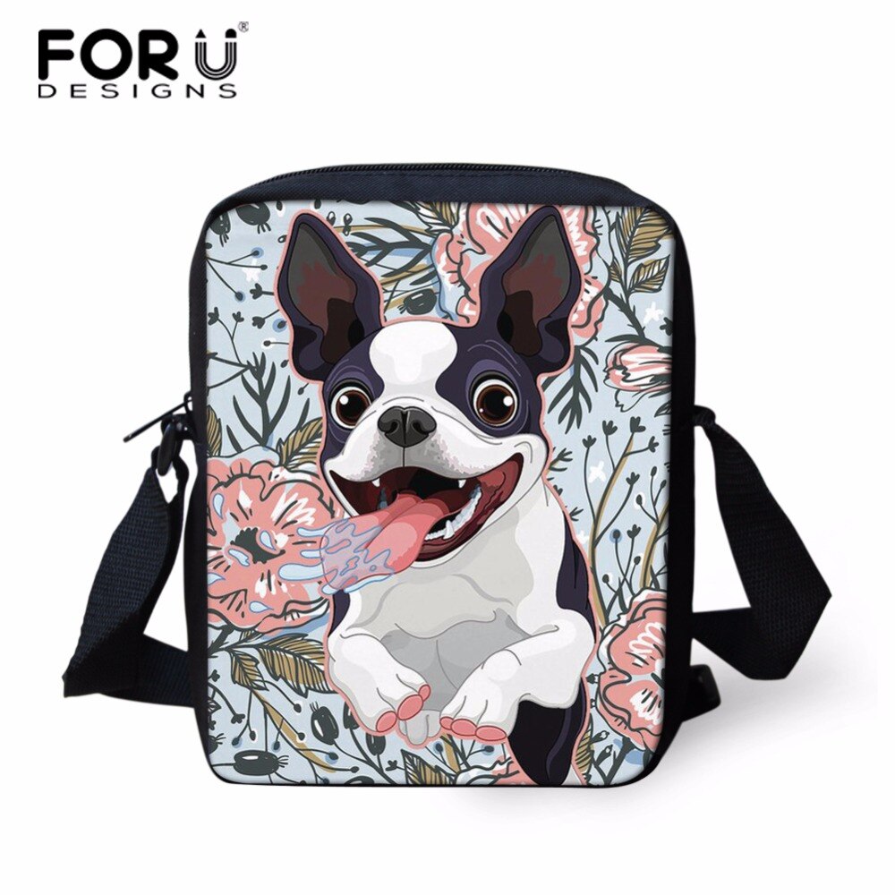 FORUDESIGNS Boston Terrier Girls Small Messenger Bag Boys Daily Shoulder Bag Pomeranian Printed Women Lightweight Crossbody Bag