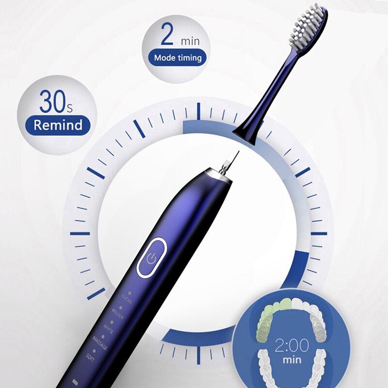 Sonic Electric Toothbrush 5 modes and 15 gears USB Charger Adult timer Brush Tooth Brushes 10 Replacement Heads Teeth Whitening