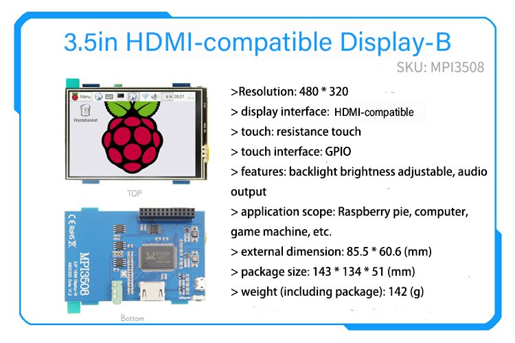 [Serie] 3.5 Inch/4 Inch/5 Inch/7 Inch Raspberry Pi 4th Generatie Resistive/capacitieve Touchscreen