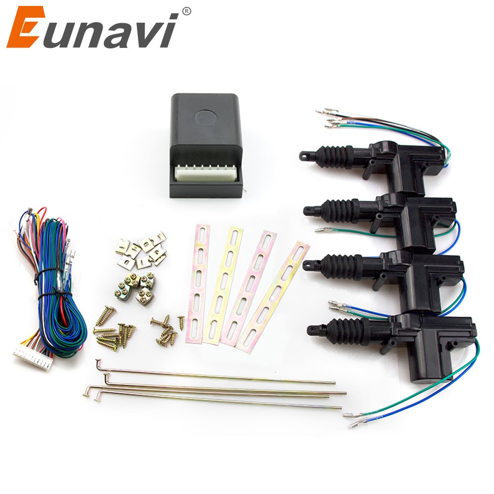 Eunavi universal bil el-dørlås aktuator 12- volt motor  (4 pakke) bil centrallås nøglefrit adgangssystem