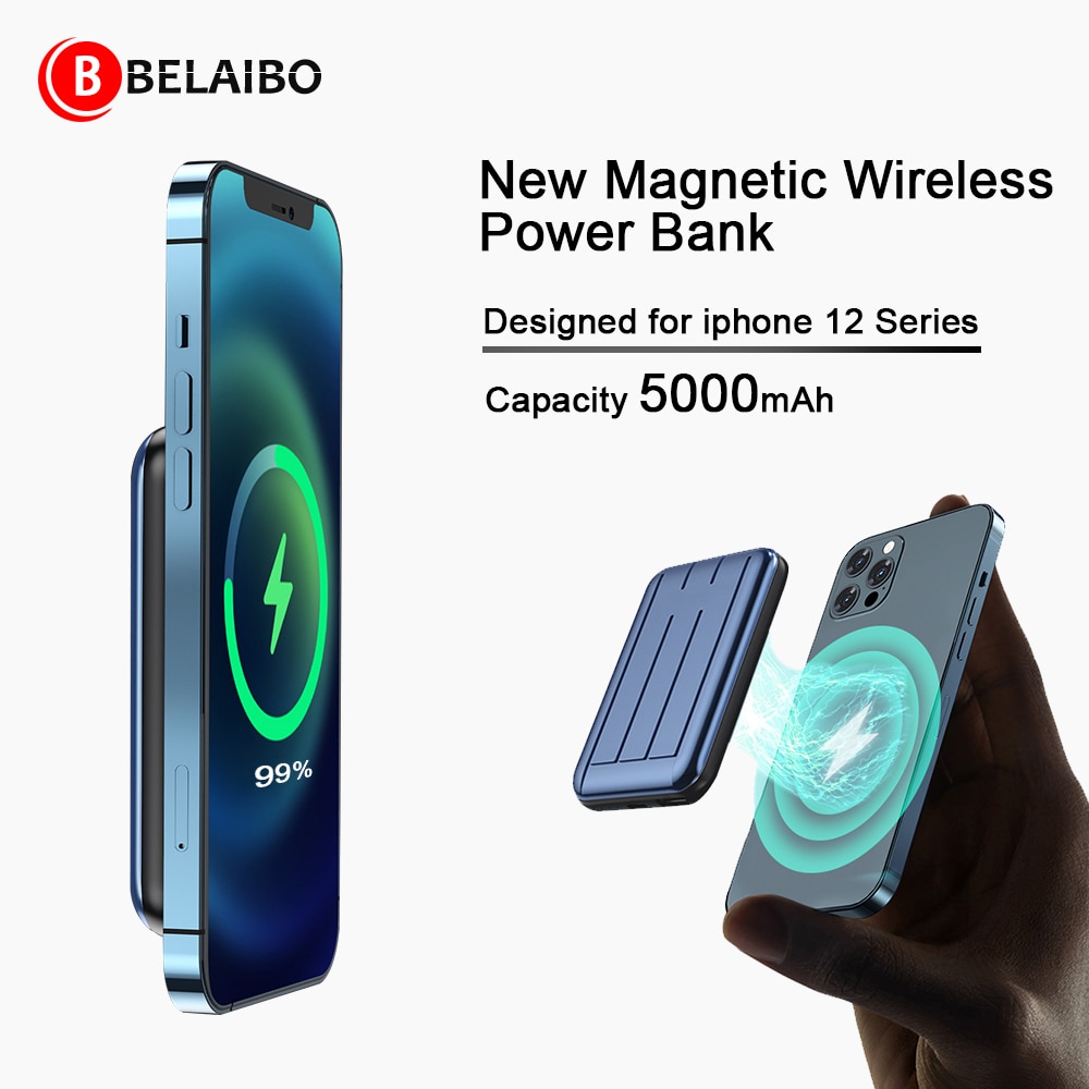 15W Magnetic Charger Power Bank For Magsafe Iphone 12 12pro Max 12 Mini Wireless Charging Powerbank Mobile Phone Battery Android