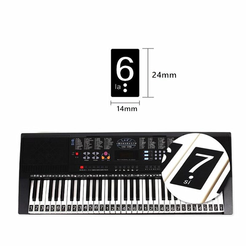 Autocollants Piano Clavier - 49/61/76/88 Touches - Notes Colorées Transparentes Amovibles