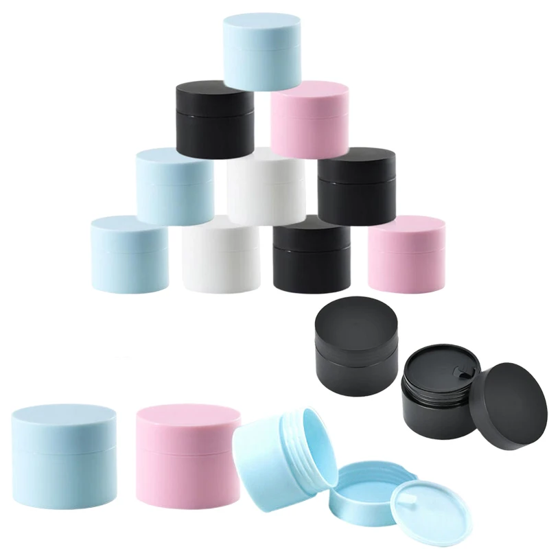 50 stuks 5g/15g/20g/30g/50g plastic cosmetische potjes/potjes, reisverpakkingen voor make-up, crèmes, lotions en nagellak.