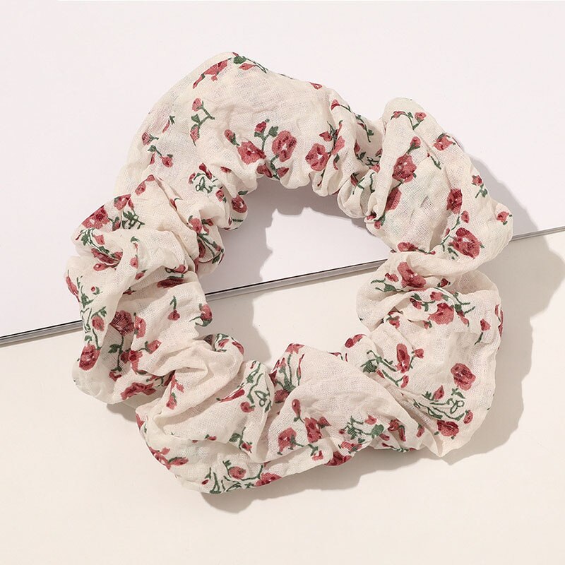Vintage Bloemen Stof Haar Touw Haar Chouchou Meisje Bos Voor Vrouwen Elastische Haarband Paardenstaart Houder Haar Stropdas Gom Accessoires: Roze