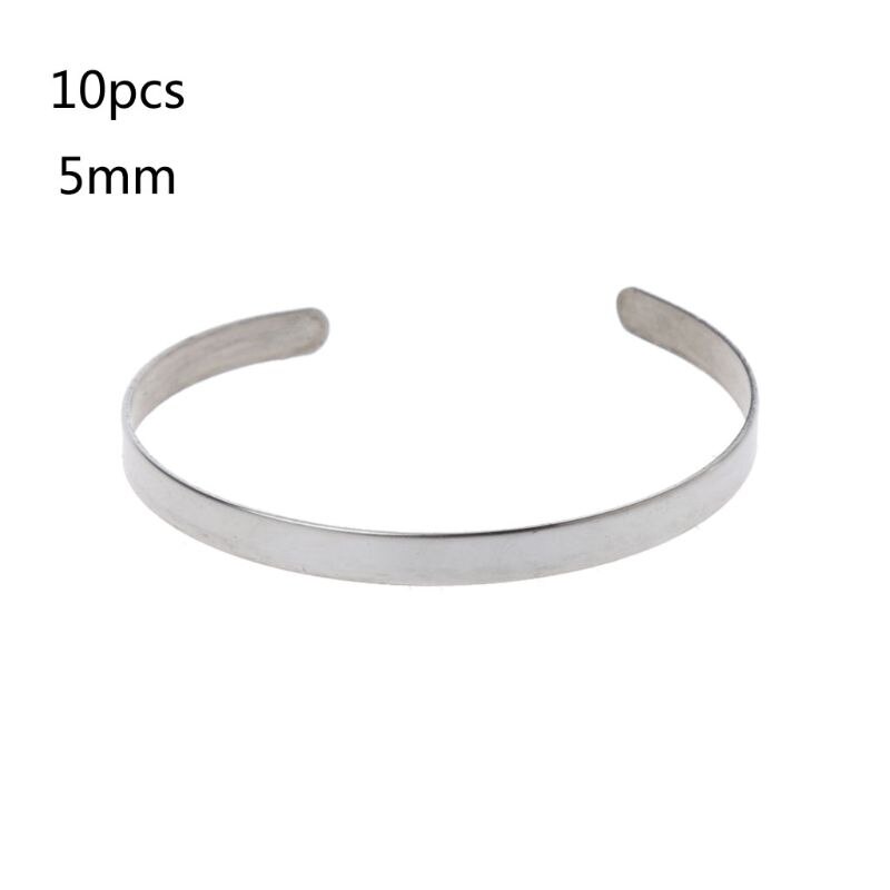 10Pcs/Set Titanium Blank Stamping Bracelet DIY Leather Cuff Bangles Jewelry Making Accessories: 5MM