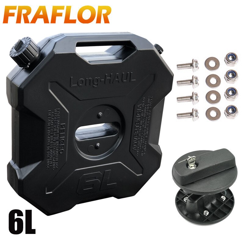 Bidon de rechange pour moto, 6l, vert et noir, Jerrycan, réservoir d&#39;essence et d&#39;huile, pichet de carburant, support de réservoir en plastique