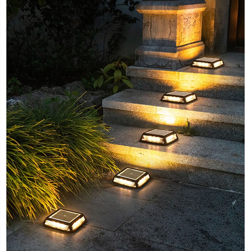 12 LEDS Outdoor IP65 Waterproof Solar Courtyard LED Home Stair Steps Balcony Floor Foot Street Wall Lights Decor Deck Lights