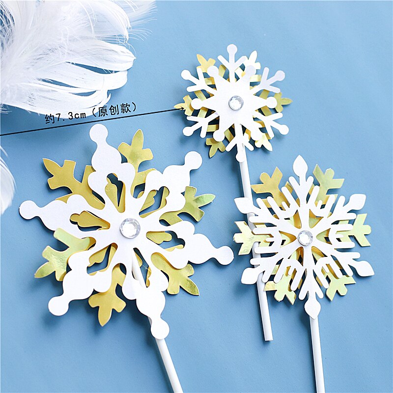 yarn Christmas Tree Elk Snowflake Cake Topper for Birthday Party Decor Star Baking Supplies Dessert: 3pc set A