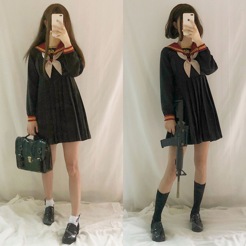 Japanese School Uniform Class Girl Maid Sailor Navy style Cosplay clothes Escolar Japones Costume Dolly Skirt Full dress