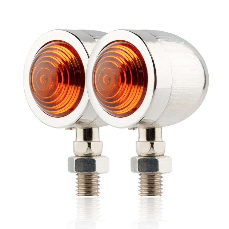 2Pcs Motorcycle Knipperlichten Indicator Light Retro Bullet Flashers Led Blubs Lamp Voor Harley Motorfiets Accessoires: silver