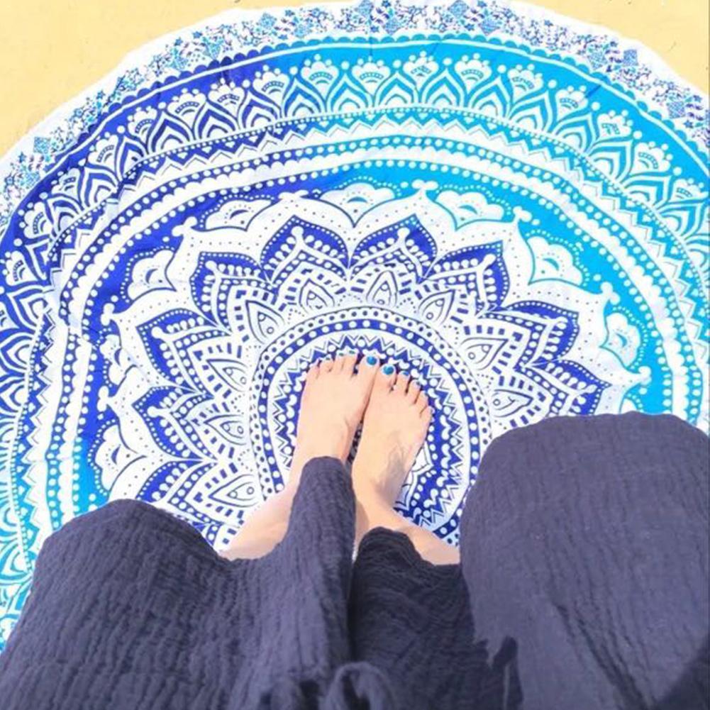 Retro Blommig Hippie Boho Sommar Strandhandduk Yogahandduk Väggmatta Mandala Indisk Gradient