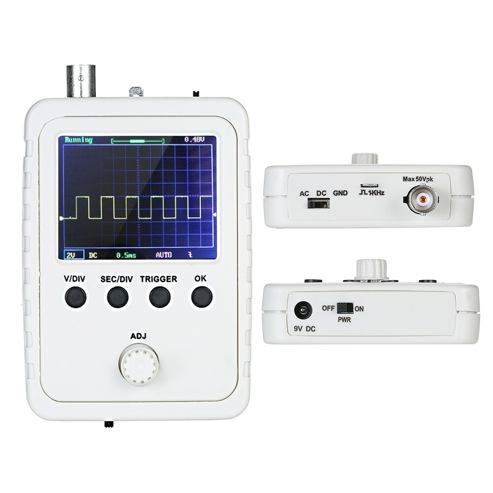 Mini Oscilloscope numérique portatif avec écran couleur de 2.4 pouces, largeur de bande 0-200KHz et taux d&#39;échantillonnage de 1M