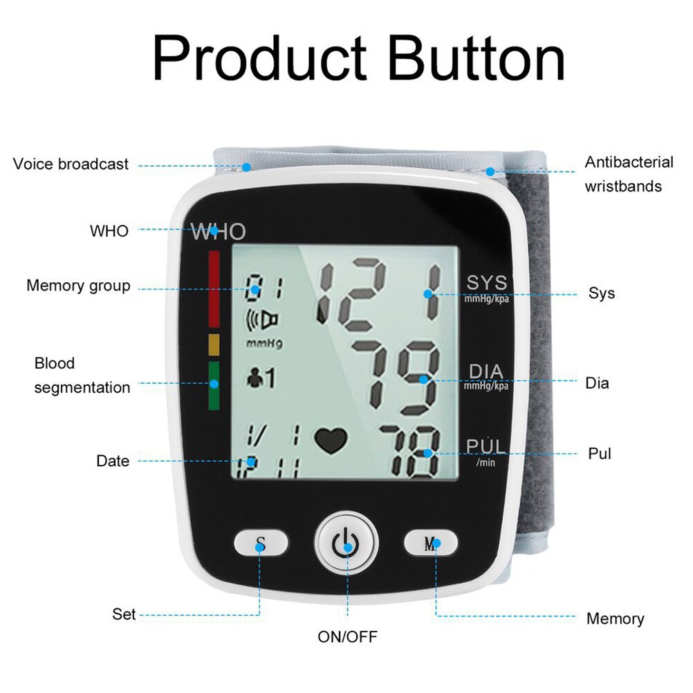 Pols Bloeddrukmeter Bloeddruk Presure Meter Monitor Hartslagmeter Draagbare Bloeddrukmeter Pulsometer Bloeddruk: Default Title