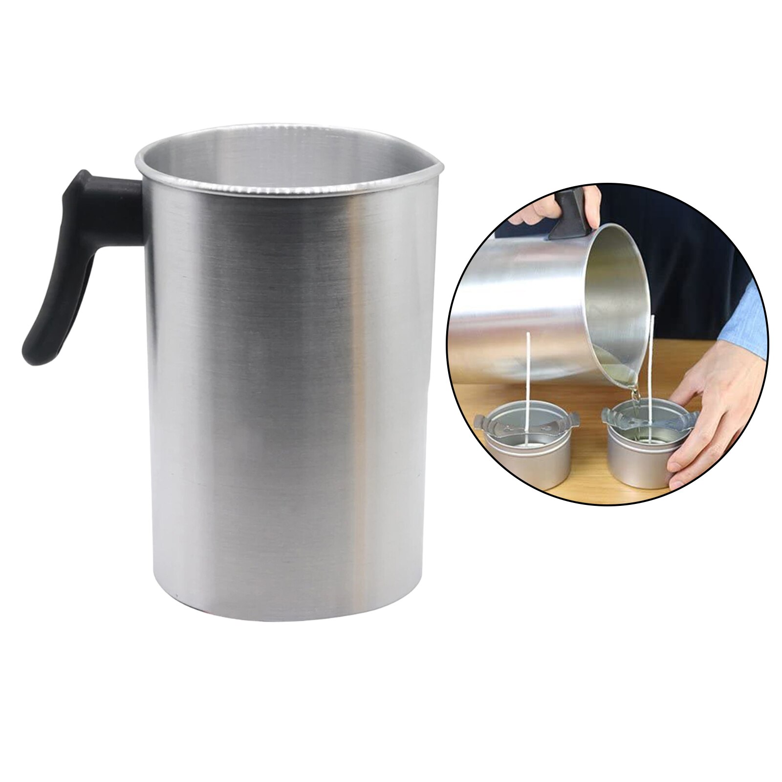 Aluminium 3L Pouring Pot Candle Making Wax Melting Jug Pitcher with Heat-Resisting Handle DIY Soap Making Craft Tool