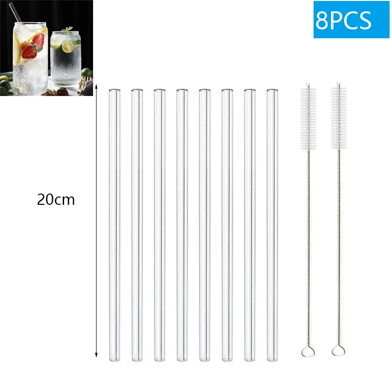 Paille en verre pour Smoothie réutilisable, pailles à boire transparentes pour Smoothie, Milkshakes, paille à boissons , 1 à 10 pièces: Clair