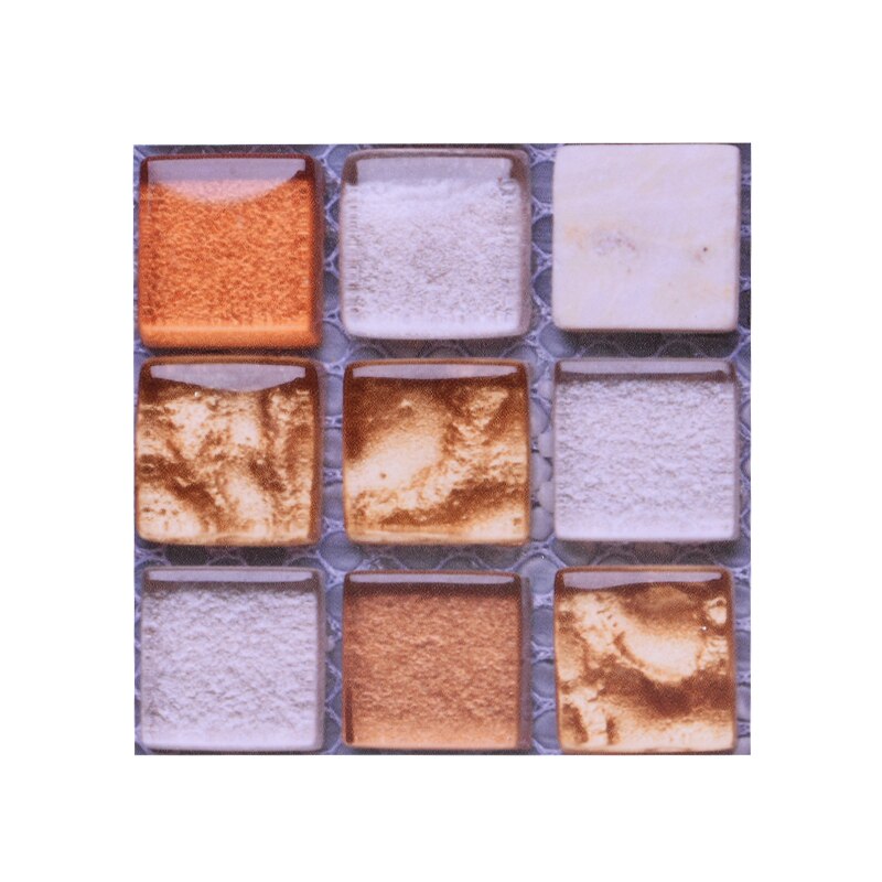 10Pcs 10*10cm 3D Self Adhesive Mosaic Tile Peel Sticker Kitchen Backsplash Bathroom Wall Tile Stickers Waterproof PVC Tiles: B16