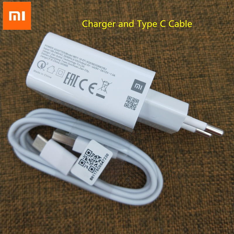 Xiaomi redmi 10x, 10 ultra, note 9, 9s schnellladegerät usb eu-stecker 18w adapter schnellladekabel typ c für mi note 10 lite, 9, 9se: Eu- und typ-c-kabel