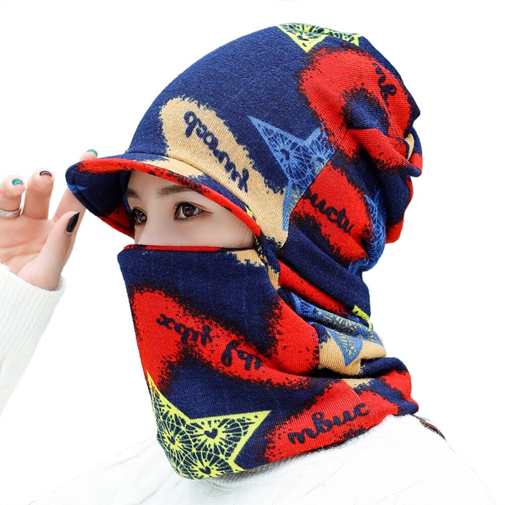 Vinter varm ansigtsmaske koldt vejr ansigtsdæksel hatte til kvinder vinter bib hat kvinder vinterhue med ansigtsovertræk: Farve -5