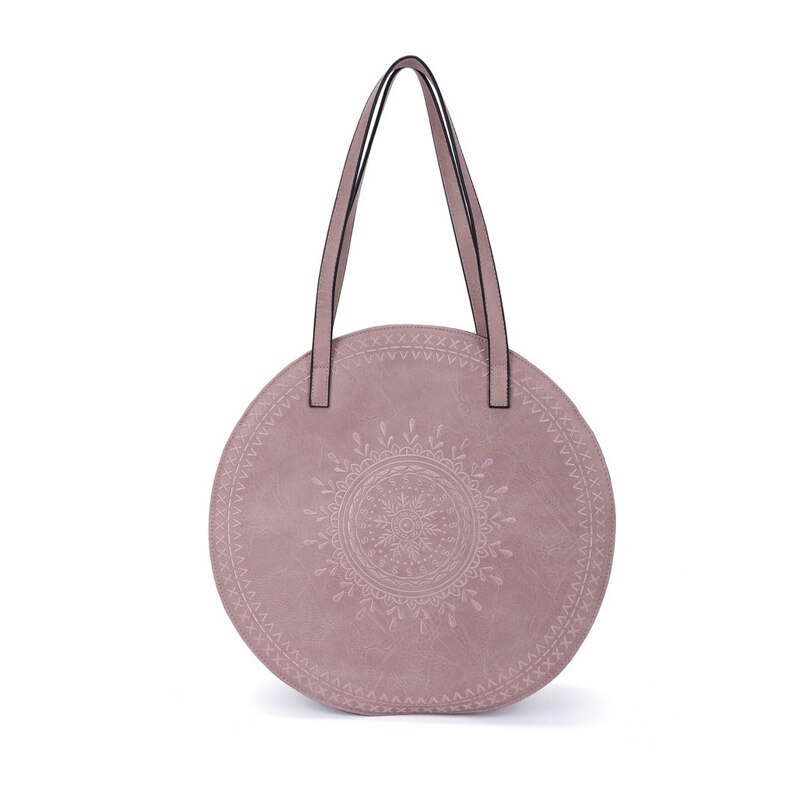 Giovanna Milano Bolso grande de playa de verano Bolso de hombro con dibujos bordados Bolsos redondos con bolsillo Interior y cremallera compartimientos abiertos de compras informal vintage bohemian mujer T11086