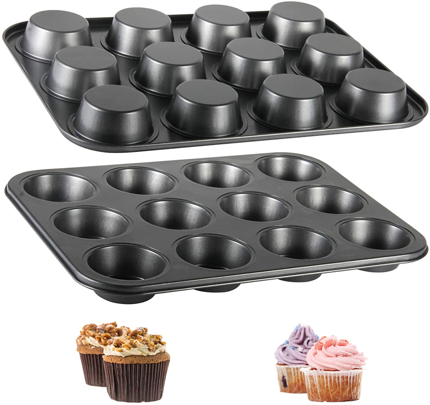 Molde quadrado do queque, Muffin Pan, Panela de aço carbono, Bakeware antiaderente, 657, 6 12 xícaras