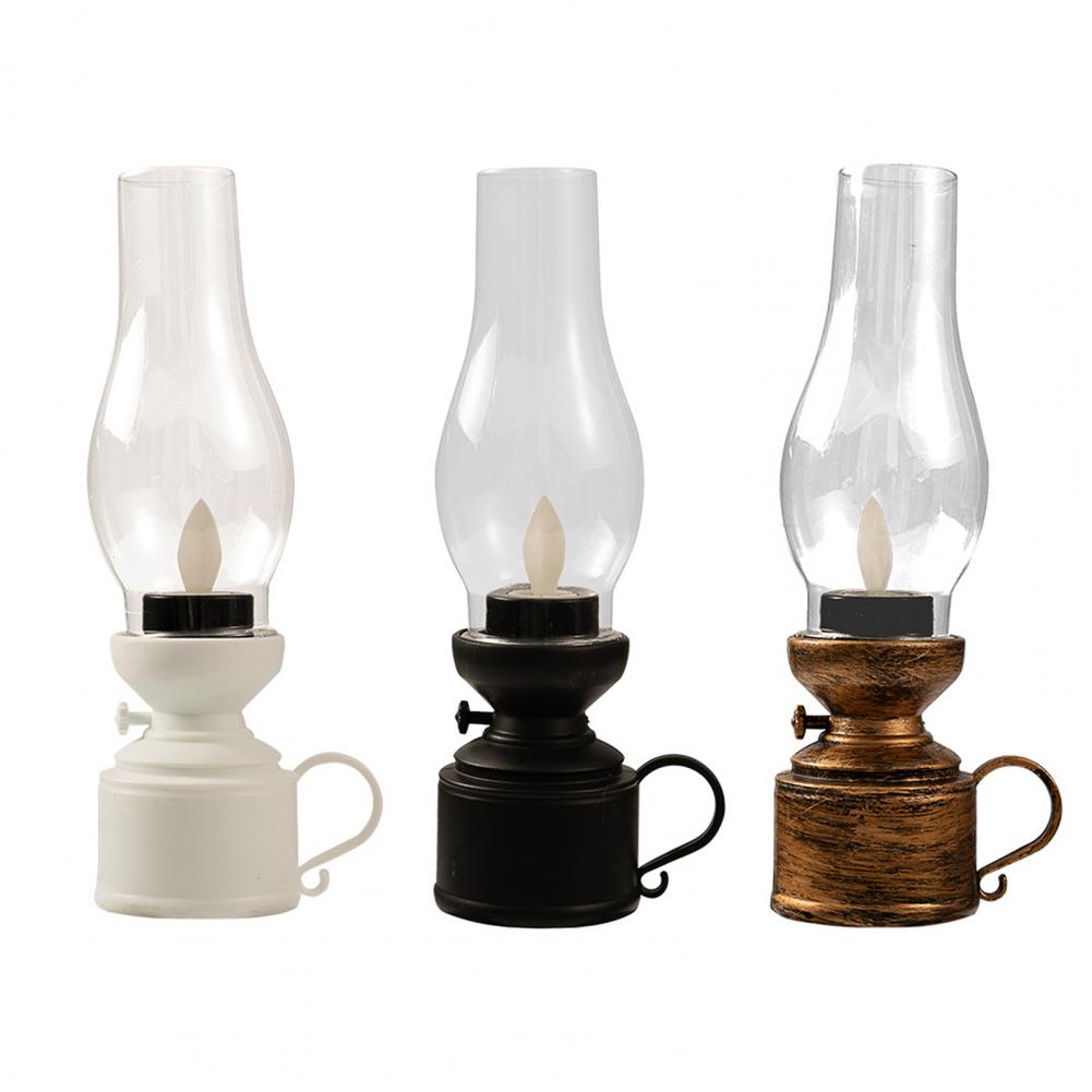 Vintage 80s Old-fashioned Kerosene Lamp LED Candle Flickering Warm Light Home Decor Electronic Candle Lamp