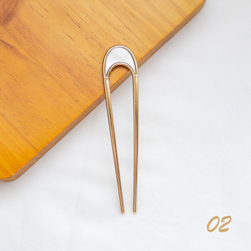 Bastoncini per capelli Vintage tornante femminile fatto a mano etnico elegante lega a forma di U bastoncini per capelli perni Hairwear Retro sposa Clip di capelli gioielli: 02