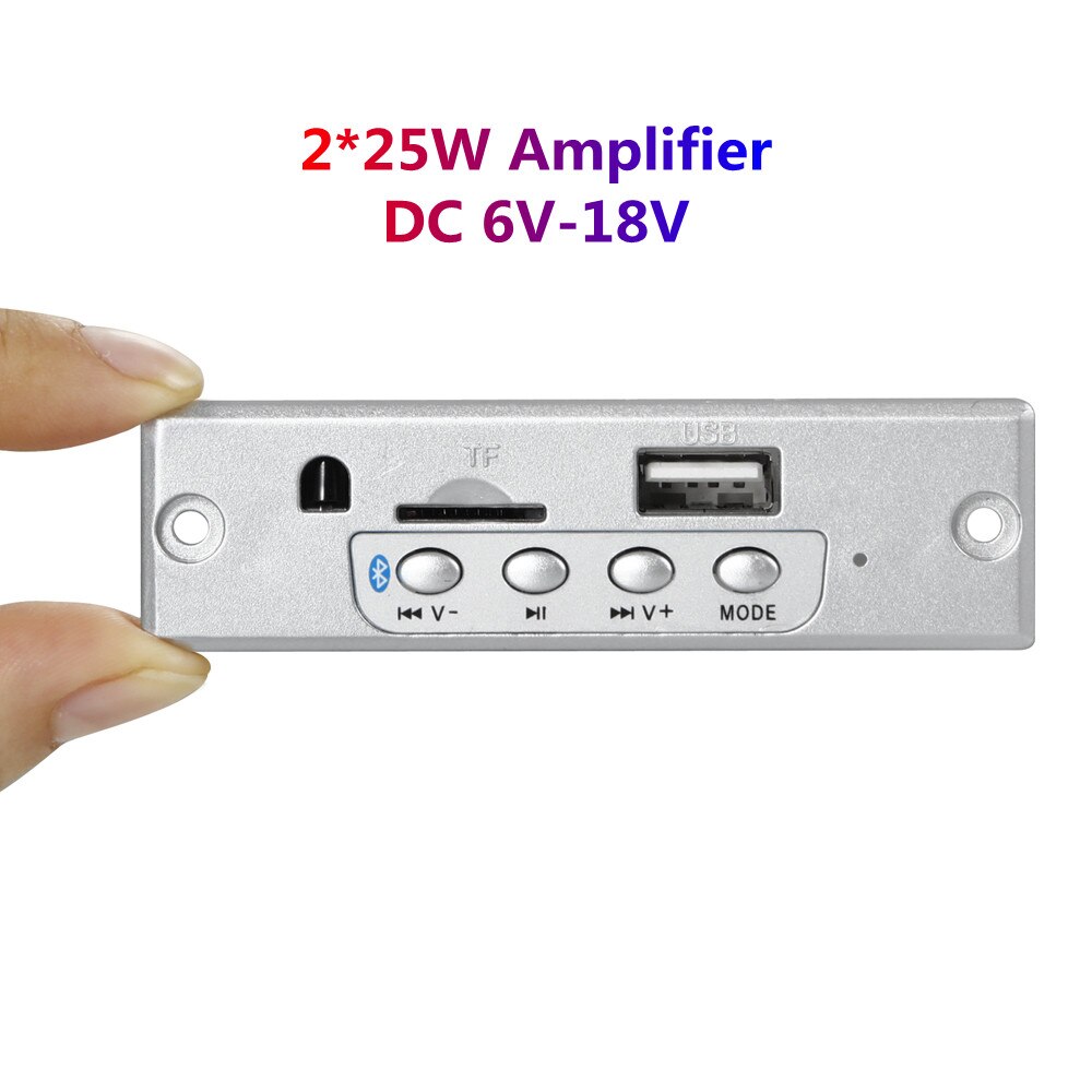 2*25W 50W Amplifier MP3 Player Decoder Board 6V-18V Bluetooth 5.0 Car FM Radio Module Support TF USB AUX