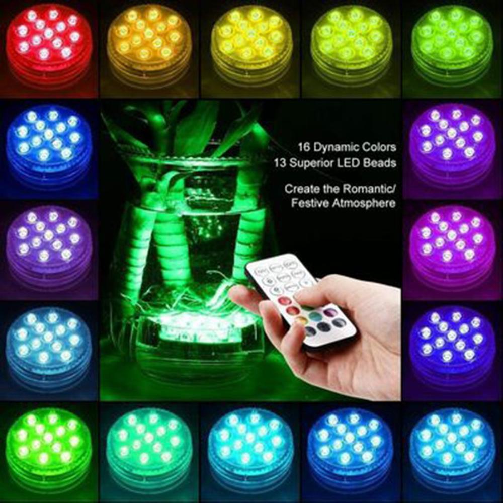 LED Remote Control RGB Diving Lights Battery-Powered Underwater Night Lights Outdoor Party Garden Swimming Pool Decoration Light