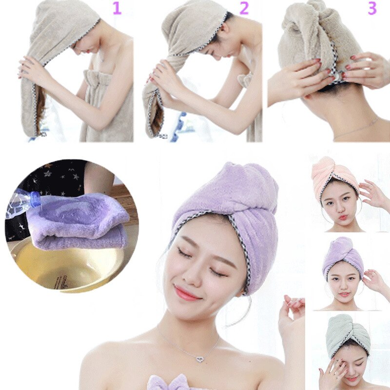 Nyeste mikrofiber hår pakke inn håndkle lue turban vri hurtigtørkende tørr lokk dame dårlig spa