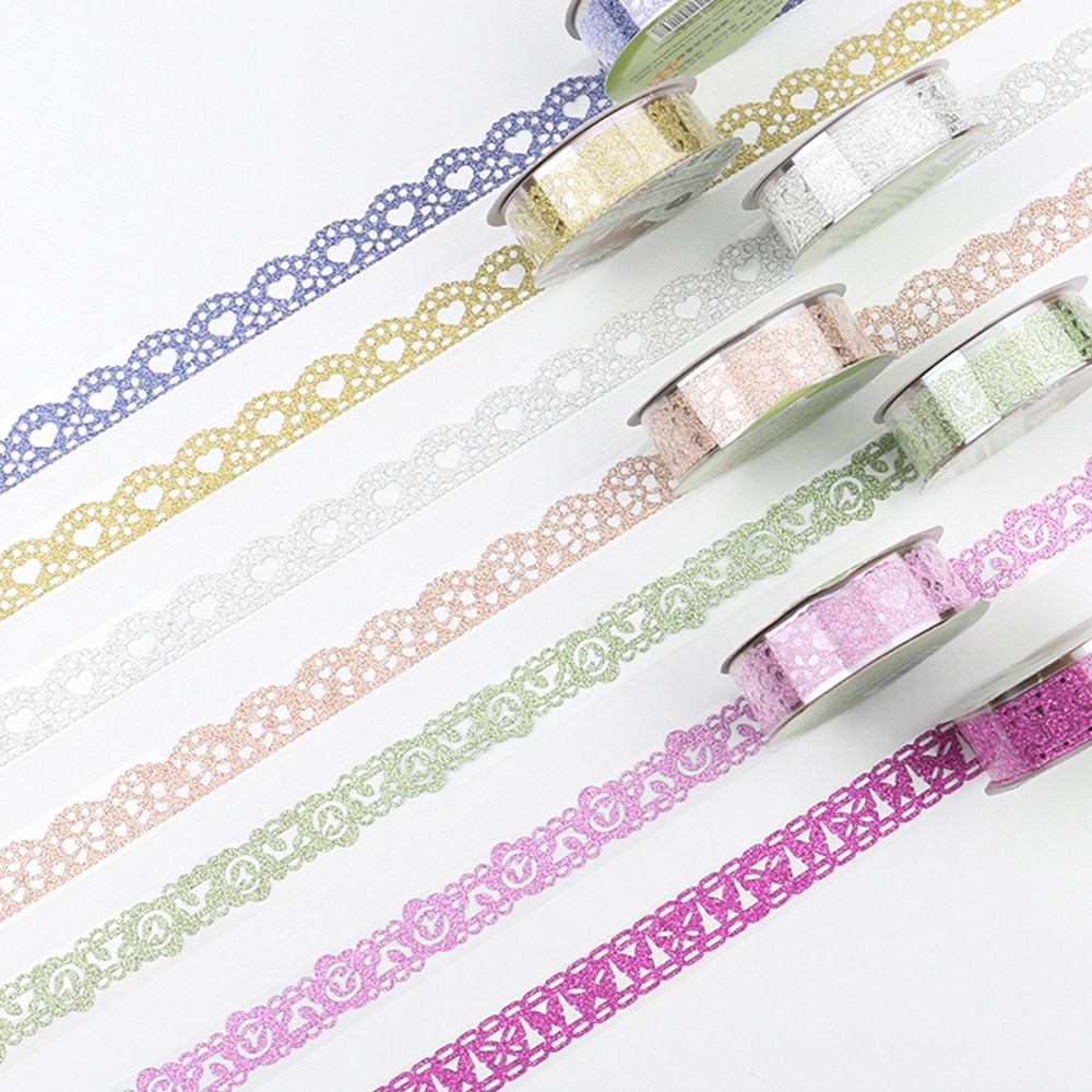 1 rollo de cinta adhesiva de oro brillante creativa, cintas de encaje con purpurina, cintas Washi manual autoadhesivo para estudiantes, decoración DIY