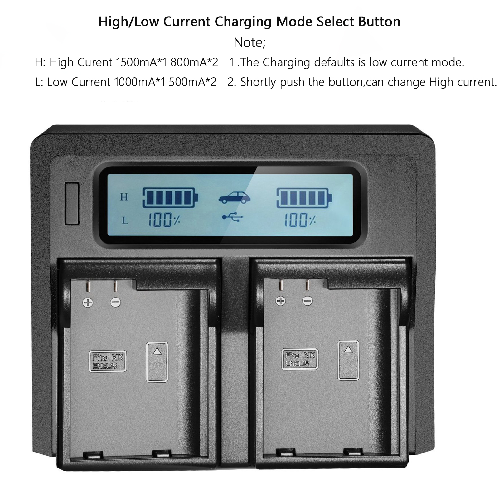 Batería de 2800mAh EN-EL15C EN-EL15B EN-EL15 + cargador LCD rápido para Nikon Z5,Z6,Z6 II,Z7,Z7II,Z8 D600 D610 D600E D800 D810 D800E