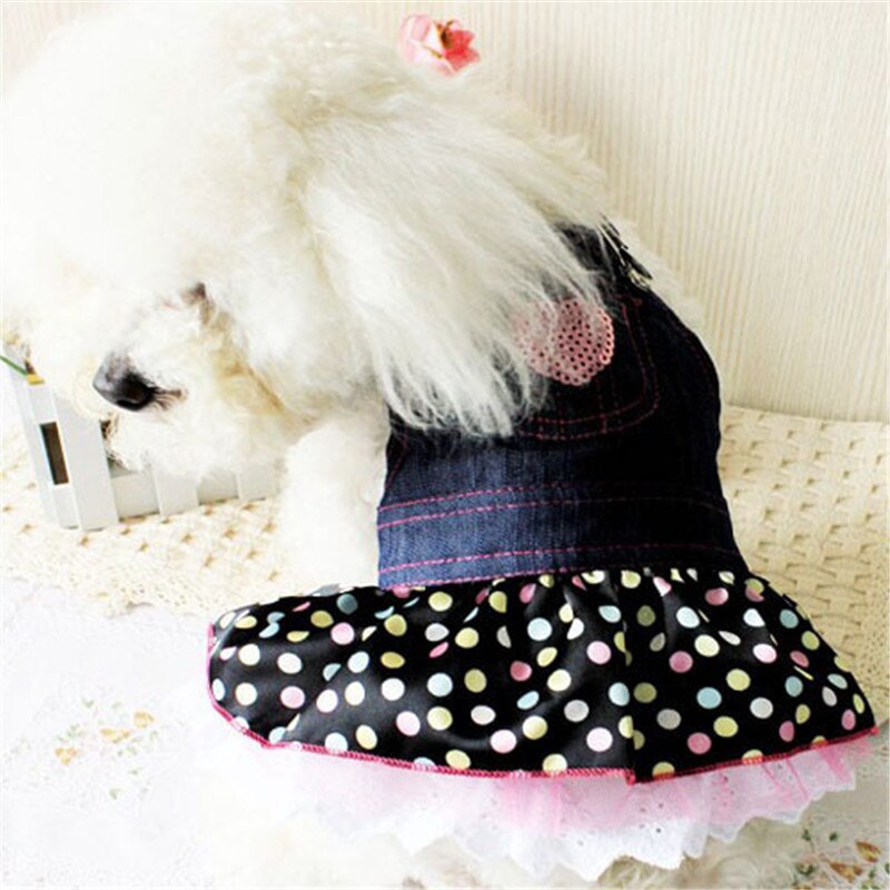 Super Leuke Jeans De Lente En Zomer Kostuum Hartvorm Hond Kleding Yorkshire Chihuahua Denim Rok Jurk