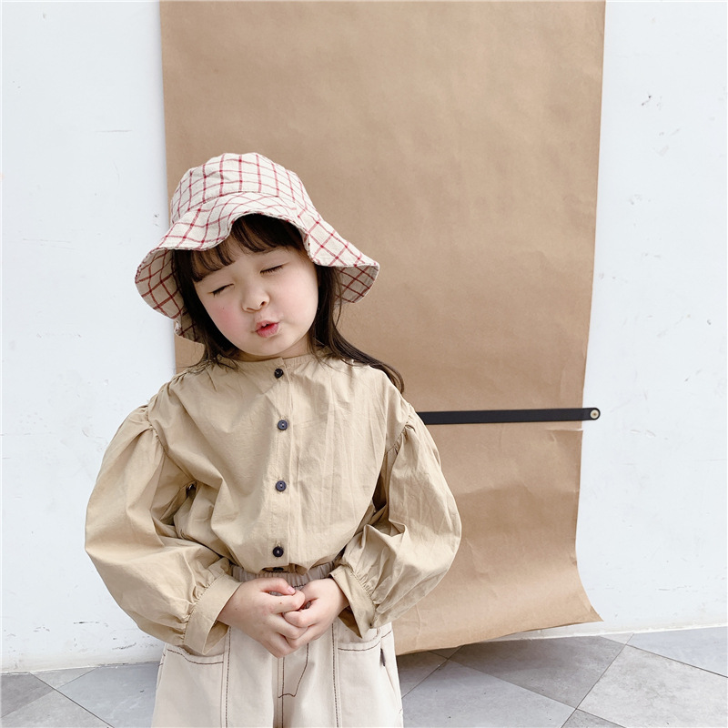 Koreansk stil baby piger løse ærmer børn afslappet ensfarvet tøj