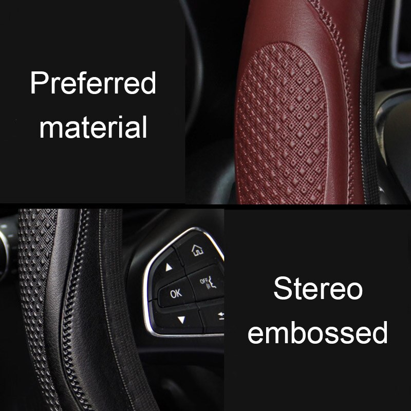 Auto Stuurhoes Skidproof Universele Auto Stuurhoes Anti-Slip Embossing Lederen Auto-Styling Auto Accessoires